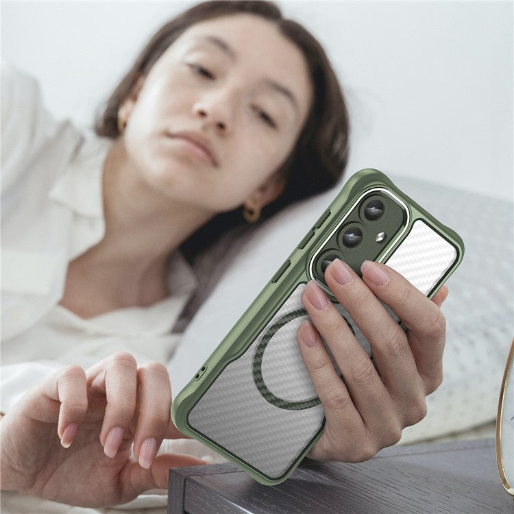 For Samsung Galaxy S24 Case Compatible with MagSafe TPU+PC Drop-Proof Magnetic Phone Cover - Green