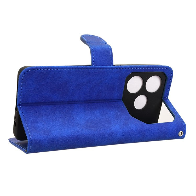 For TECNO Pova 6 Neo Case Skin-touch Leather Wallet Stand Anti-Drop Phone Cover - Blue