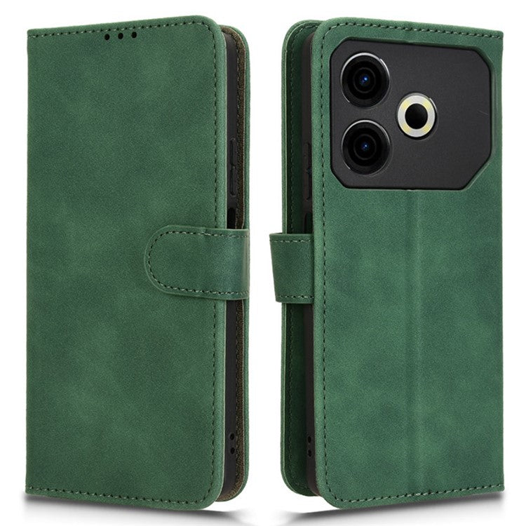 For TECNO Pova 6 Neo Case Skin-touch Leather Wallet Stand Anti-Drop Phone Cover - Green