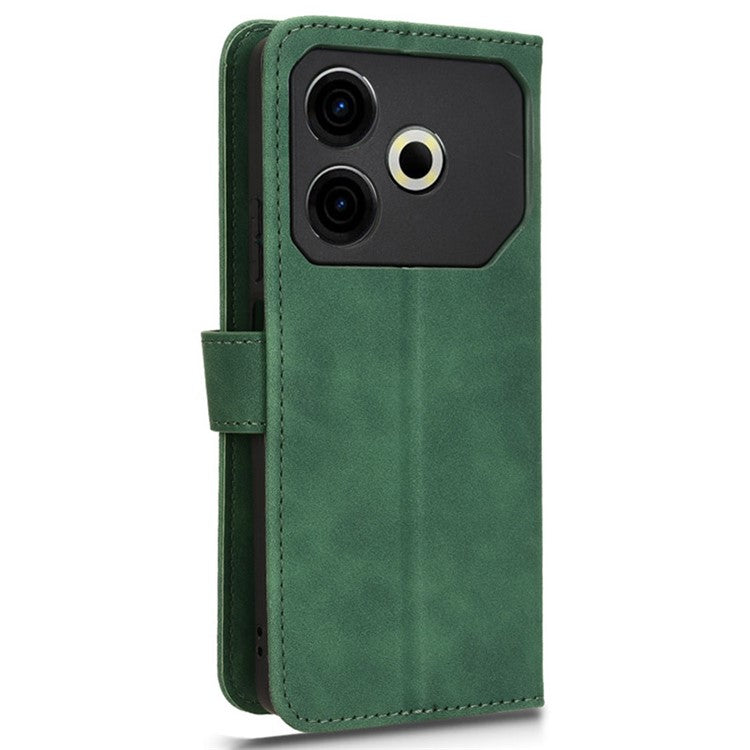 For TECNO Pova 6 Neo Case Skin-touch Leather Wallet Stand Anti-Drop Phone Cover - Green