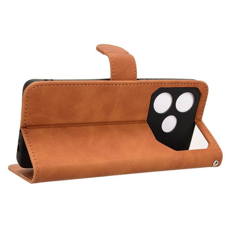 For TECNO Pova 6 Neo Case Skin-touch Leather Wallet Stand Anti-Drop Phone Cover - Brown