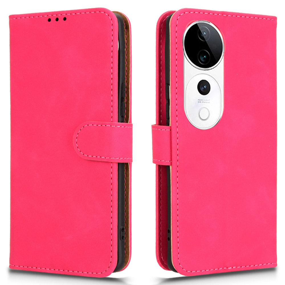 For vivo S19 Pro 5G / V40 5G Case Full Protection Leather Wallet Stand Anti-fall Phone Cover - Rose