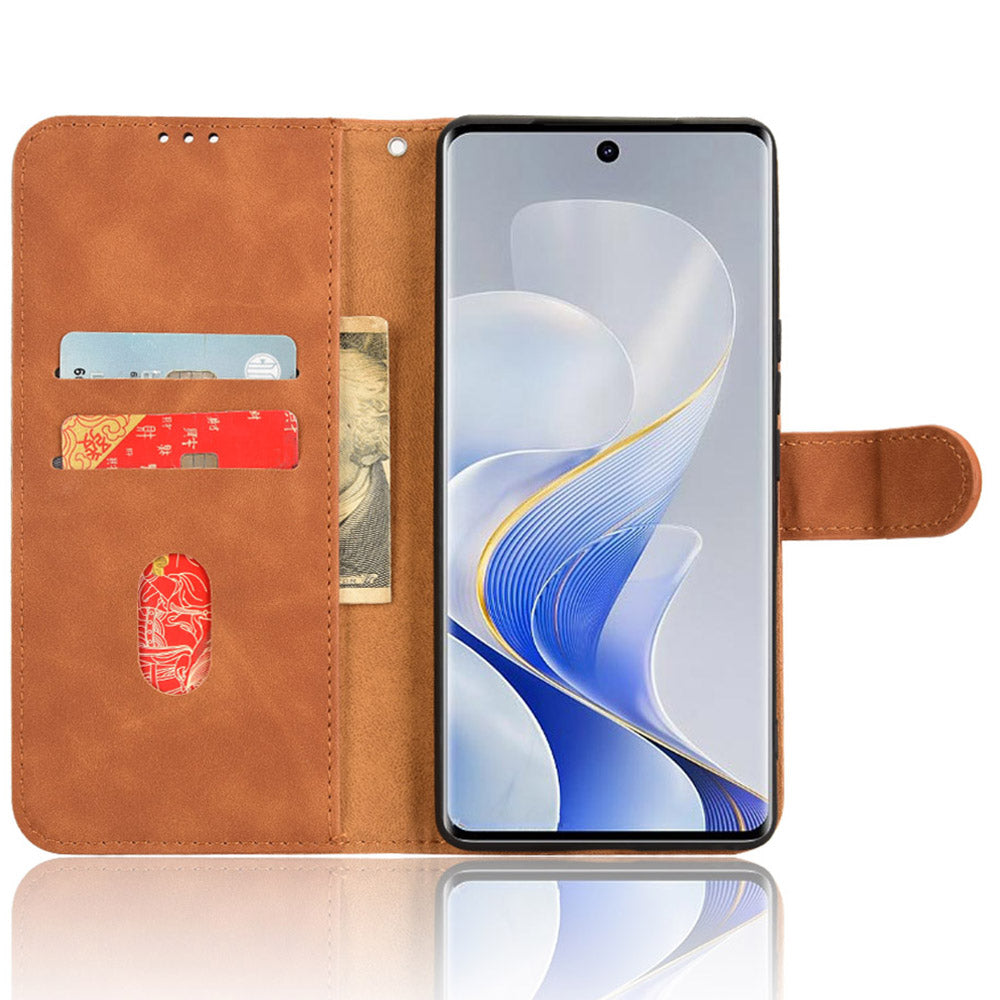 For vivo S19 Pro 5G / V40 5G Case Full Protection Leather Wallet Stand Anti-fall Phone Cover - Brown