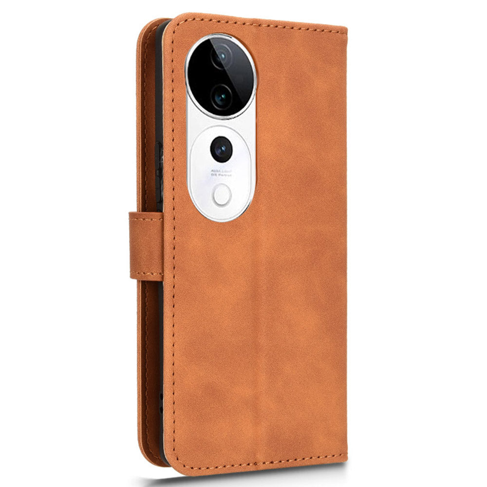 For vivo S19 Pro 5G / V40 5G Case Full Protection Leather Wallet Stand Anti-fall Phone Cover - Brown