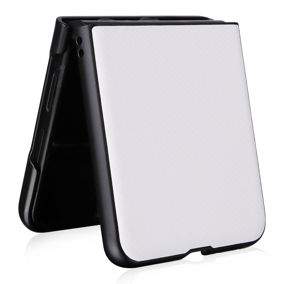 For Motorola Razr 50 Ultra 5G Case Carbon Fiber Texture PU Leather+PC Anti-shock Phone Cover - White