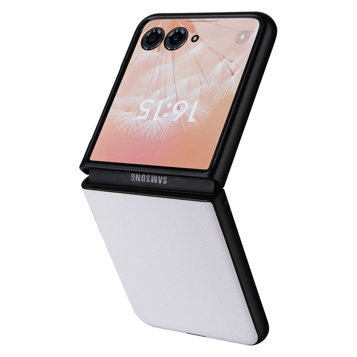 For Motorola Razr 50 Ultra 5G Case Carbon Fiber Texture PU Leather+PC Anti-shock Phone Cover - White