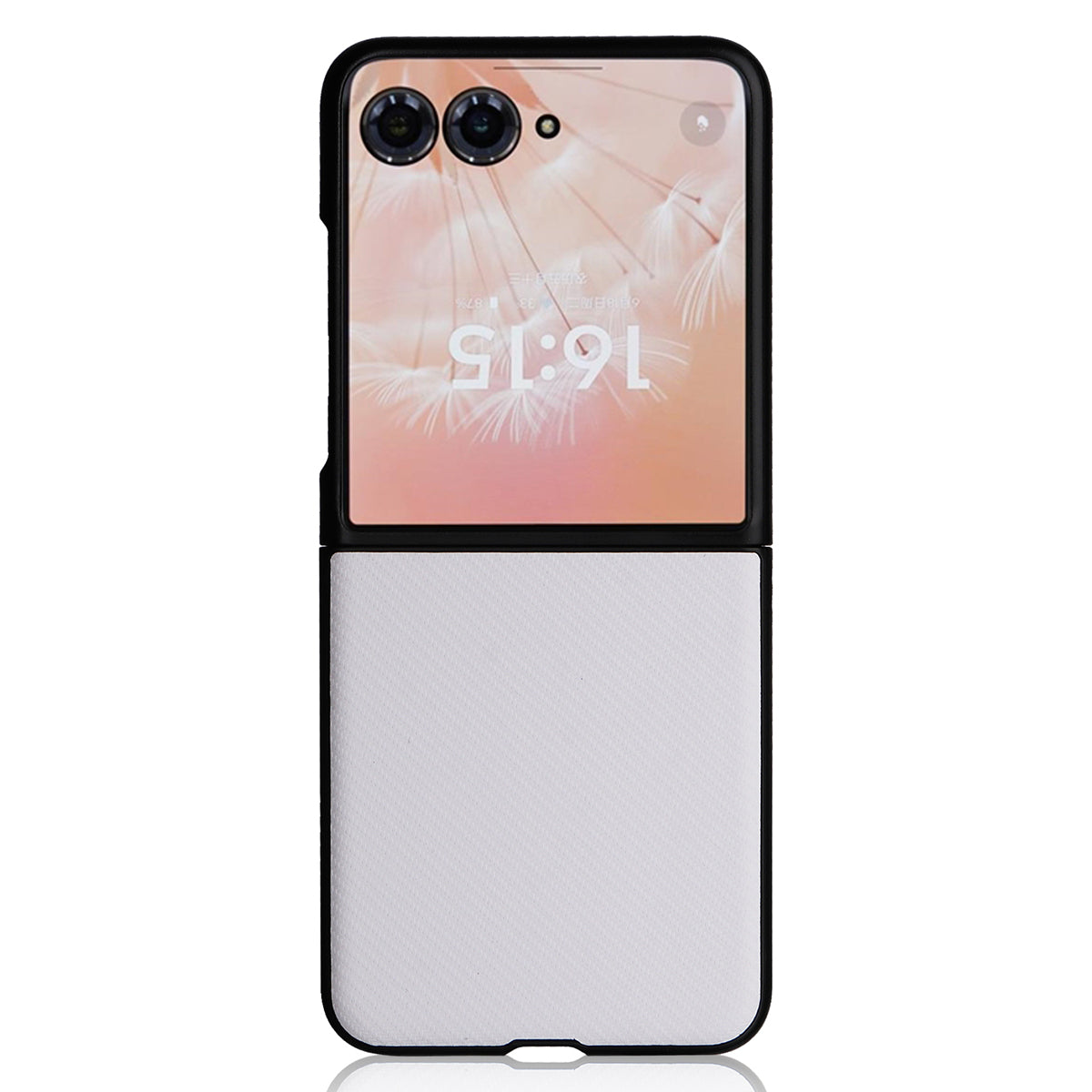 For Motorola Razr 50 Ultra 5G Case Carbon Fiber Texture PU Leather+PC Anti-shock Phone Cover - White