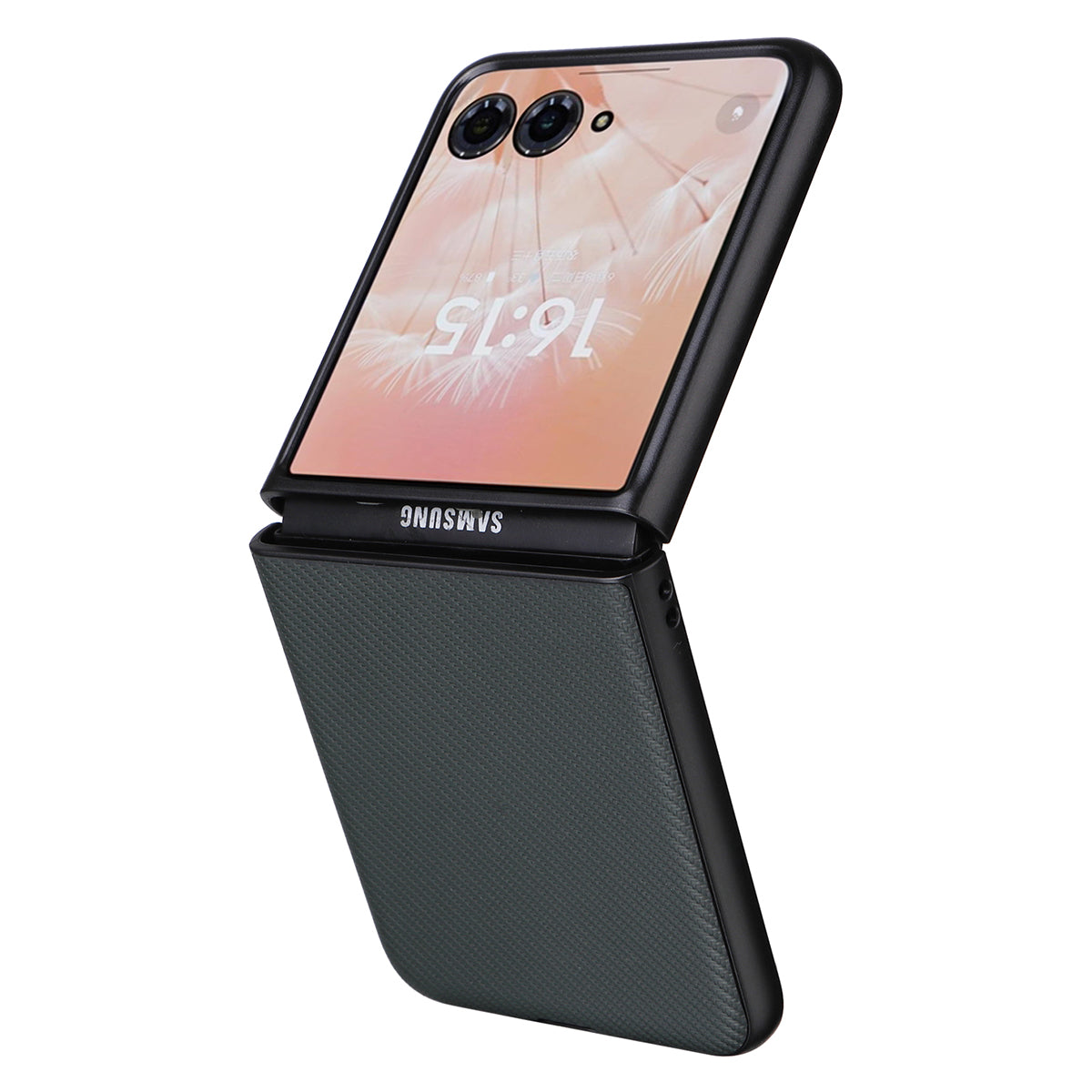 For Motorola Razr 50 Ultra 5G Case Carbon Fiber Texture PU Leather+PC Anti-shock Phone Cover - Green