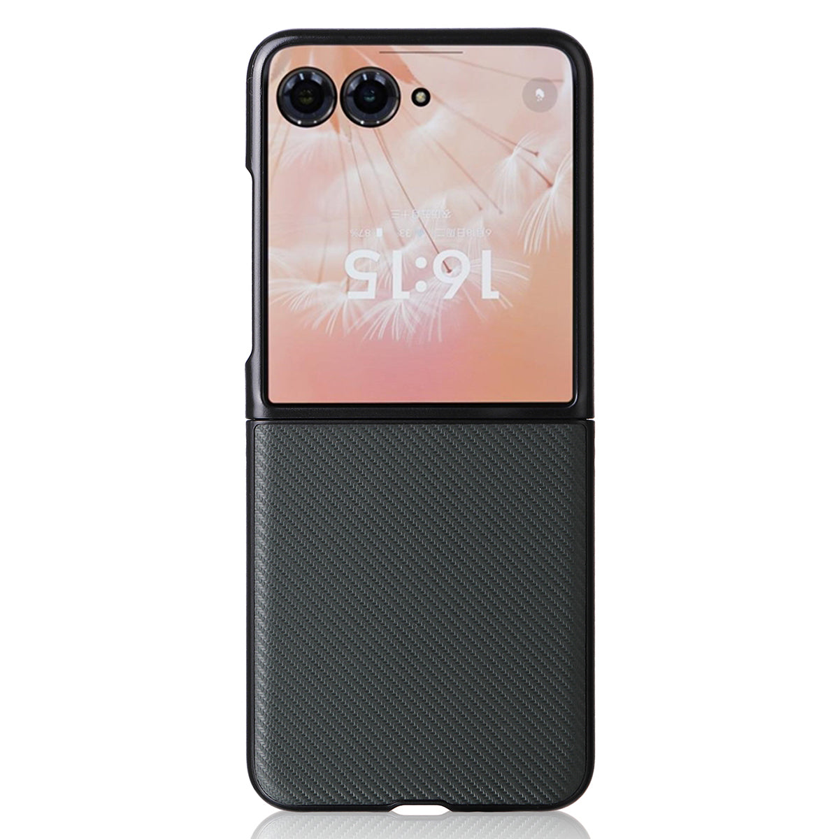 For Motorola Razr 50 Ultra 5G Case Carbon Fiber Texture PU Leather+PC Anti-shock Phone Cover - Green