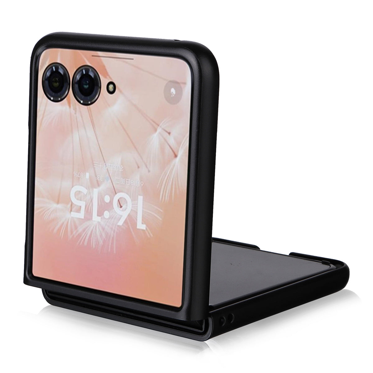 For Motorola Razr 50 Ultra 5G Case Carbon Fiber Texture PU Leather+PC Anti-shock Phone Cover - Black