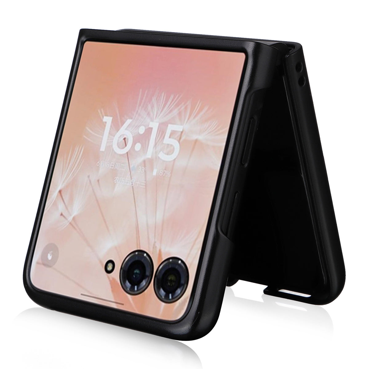 For Motorola Razr 50 Ultra 5G Case Carbon Fiber Texture PU Leather+PC Anti-shock Phone Cover - Black