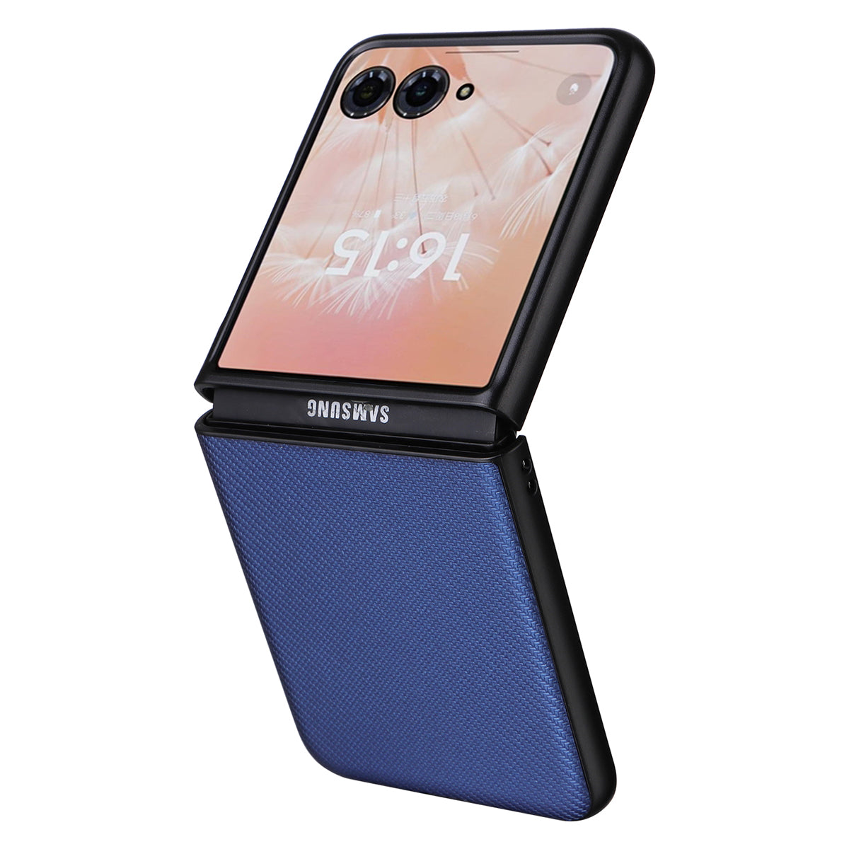 For Motorola Razr 50 Ultra 5G Case Carbon Fiber Texture PU Leather+PC Anti-shock Phone Cover - Blue
