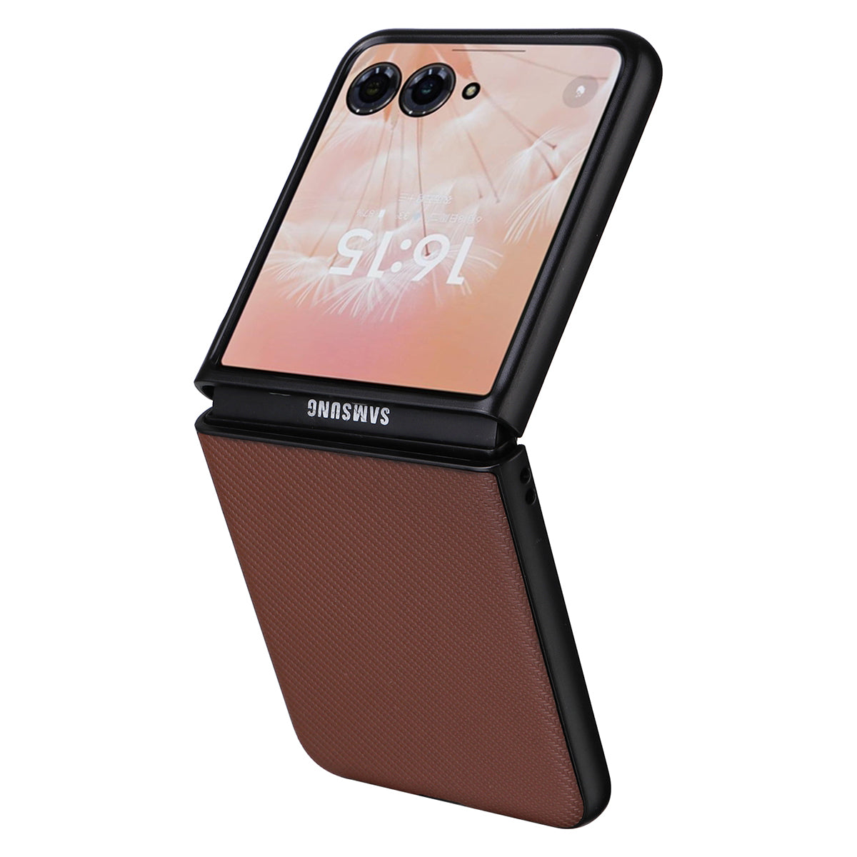 For Motorola Razr 50 Ultra 5G Case Carbon Fiber Texture PU Leather+PC Anti-Shock Phone Cover - Brown