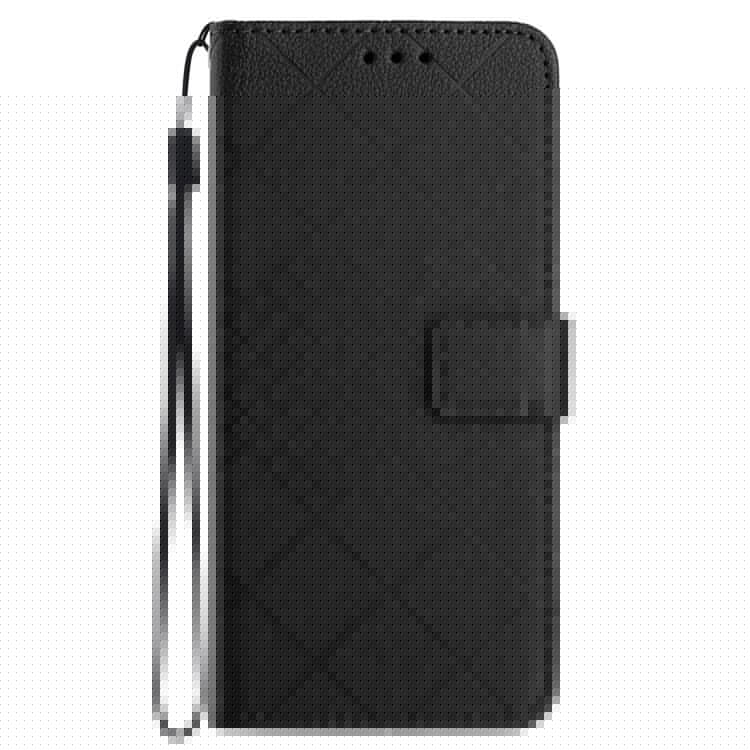 HT06 For Samsung Galaxy M35 5G Case Rhombus Litchi Texture Leather Phone Cover - Black