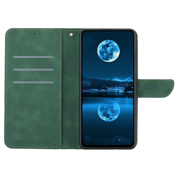 HT05 For Samsung Galaxy M35 5G Case Skin-Touch Lines PU Leather Phone Cover - Green