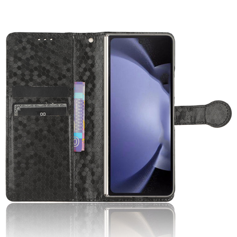 For Samsung Galaxy Z Fold6 5G Wallet Case Dot Pattern PU Leather Phone Cover - Black