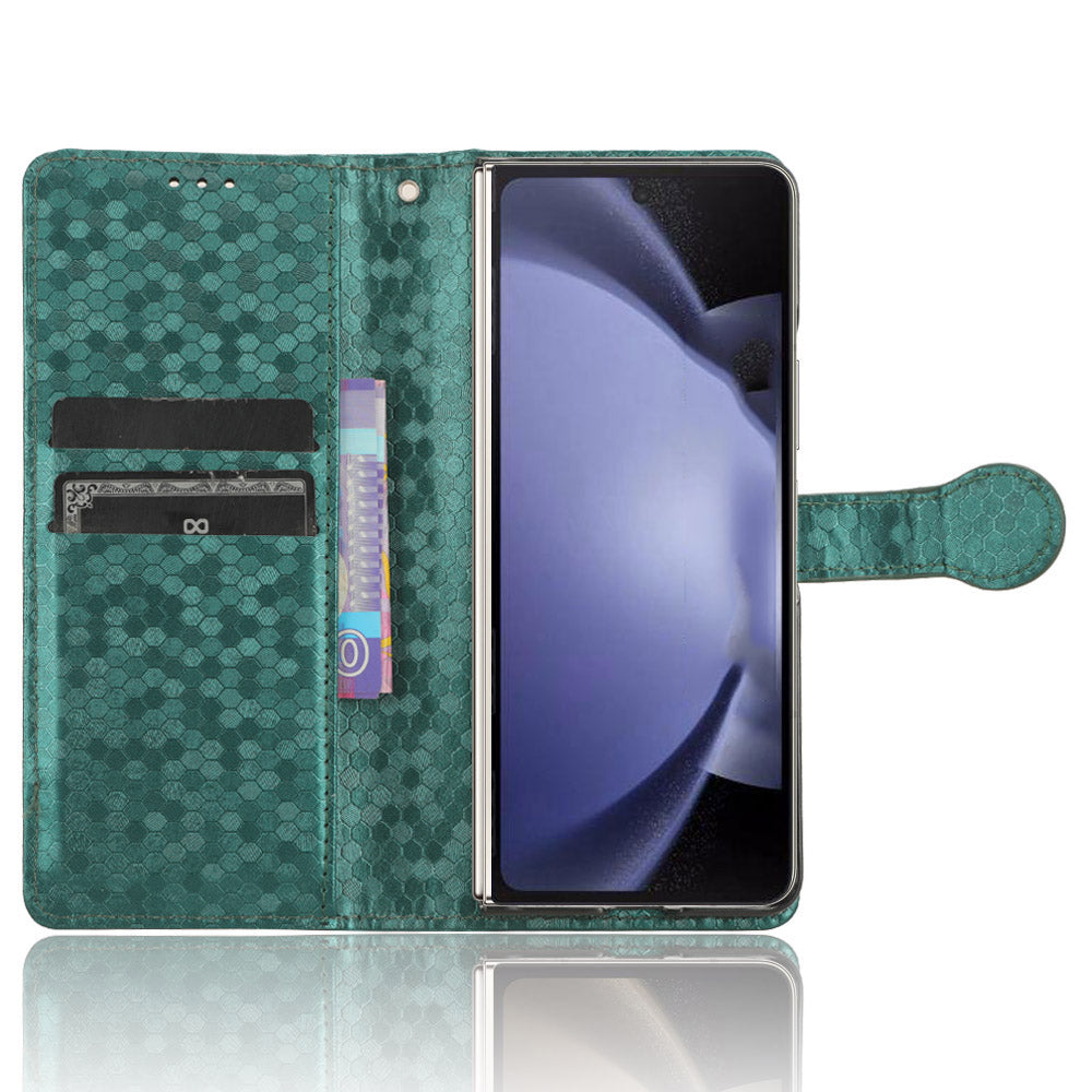 For Samsung Galaxy Z Fold6 5G Wallet Case Dot Pattern PU Leather Phone Cover - Green