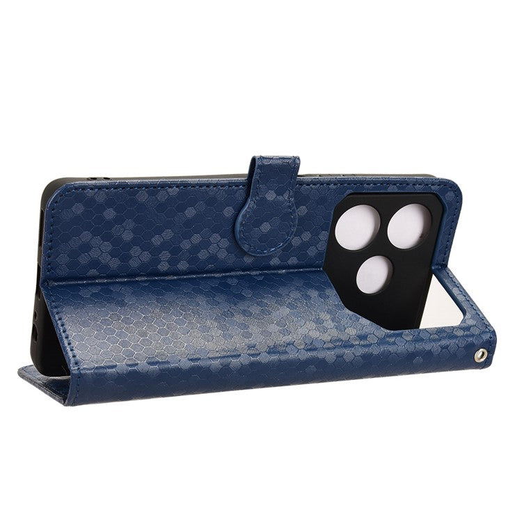 For TECNO Pova 6 Neo Case PU Leather Wallet Phone Cover with Dot Pattern Imprint - Dark Blue