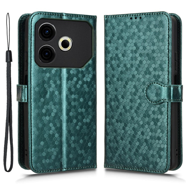 For TECNO Pova 6 Neo Case PU Leather Wallet Phone Cover with Dot Pattern Imprint - Green