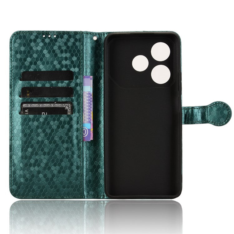For TECNO Pova 6 Neo Case PU Leather Wallet Phone Cover with Dot Pattern Imprint - Green