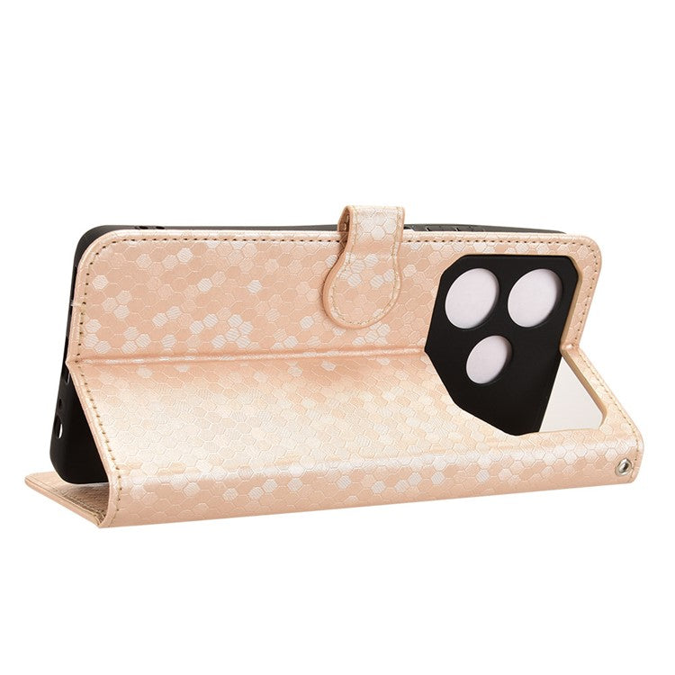 For TECNO Pova 6 Neo Case PU Leather Wallet Phone Cover with Dot Pattern Imprint - Rose Gold