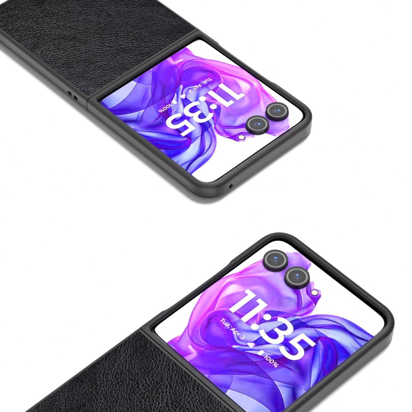 ABEEL For Motorola Razr 50 Ultra 5G Case Litchi Texture PU Leather+PC Phone Cover - Black