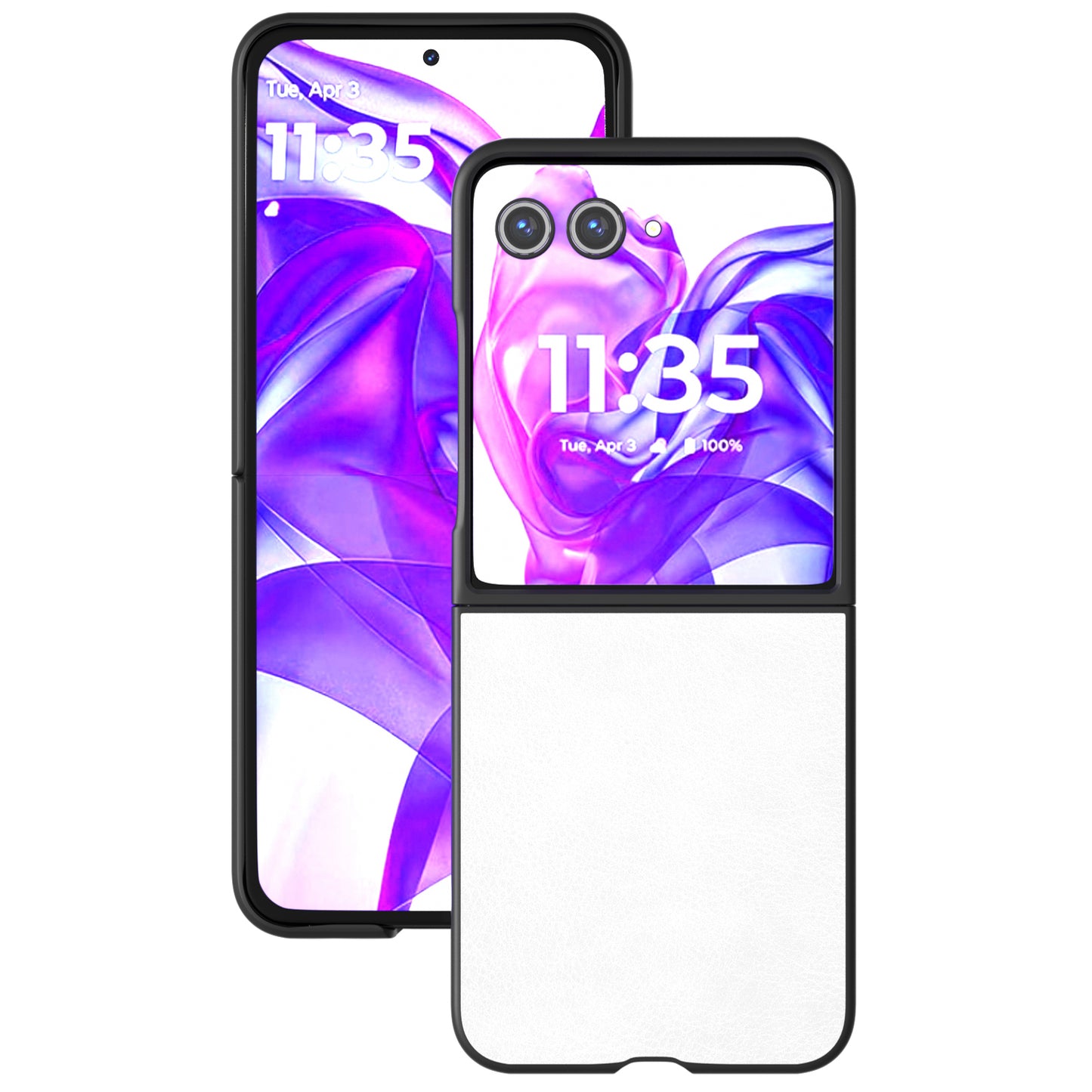 ABEEL For Motorola Razr 50 Ultra 5G Case Litchi Texture PU Leather+PC Phone Cover - White