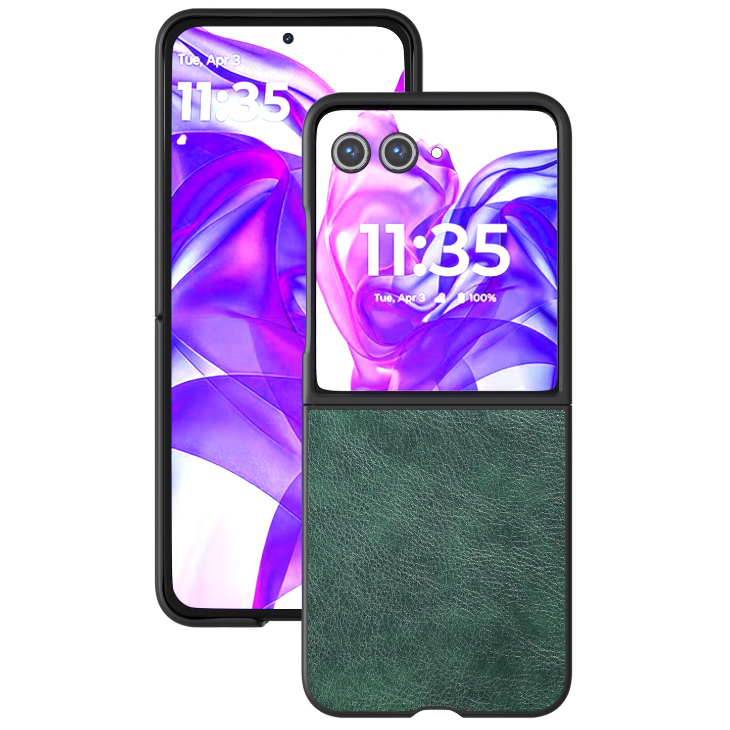 ABEEL For Motorola Razr 50 Ultra 5G Case Litchi Texture PU Leather+PC Phone Cover - Green