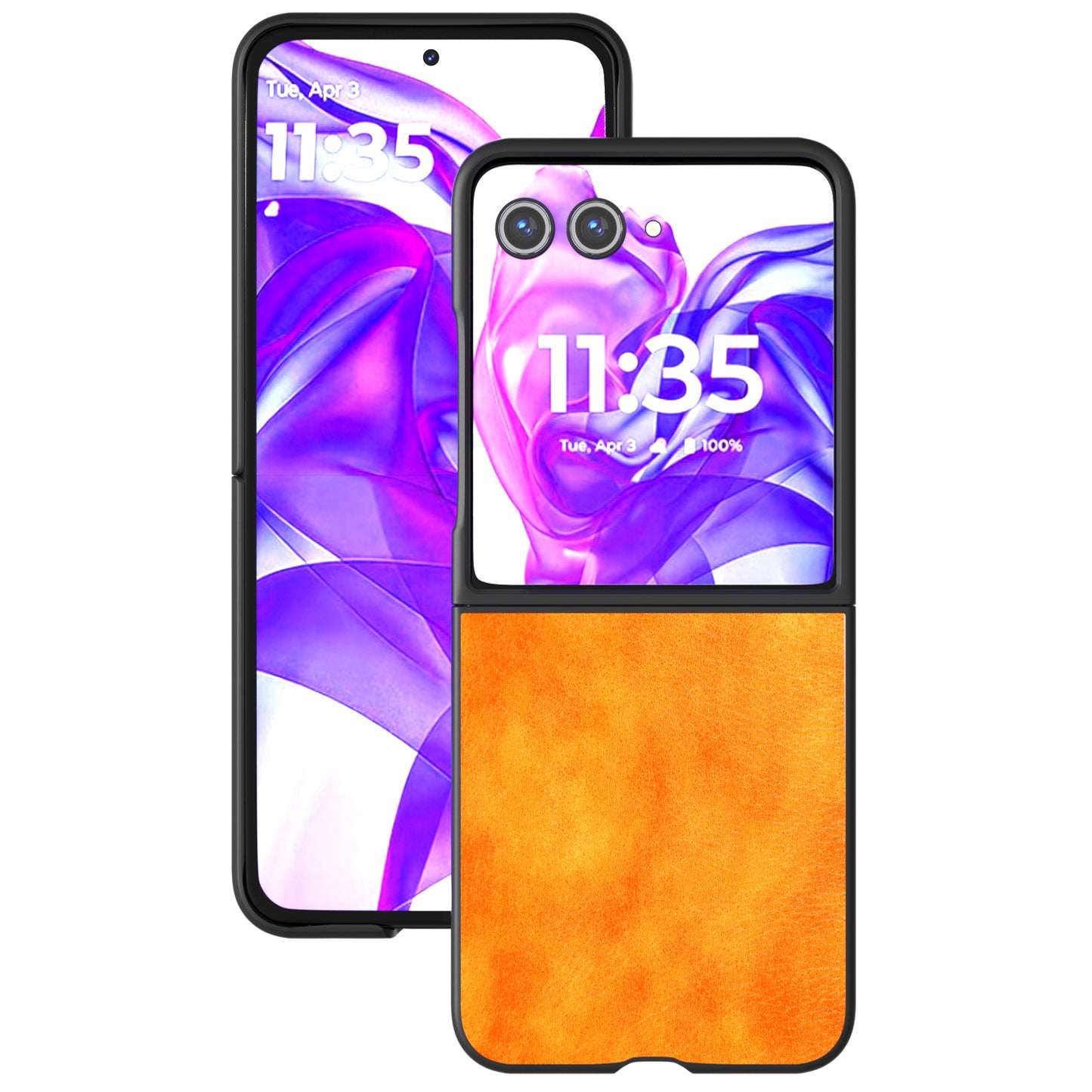 ABEEL For Motorola Razr 50 Ultra 5G Case Litchi Texture PU Leather+PC Phone Cover - Orange