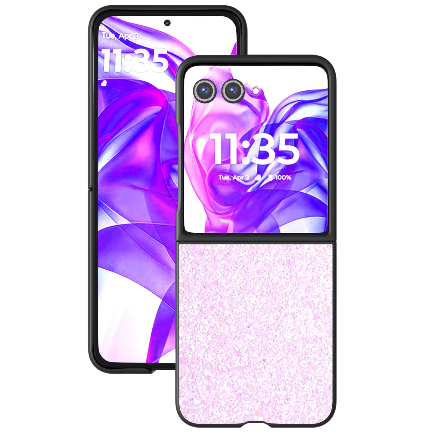 ABEEL For Motorola Razr 50 Ultra 5G Case Glitter PU Covered PC Phone Shell - Light Pink