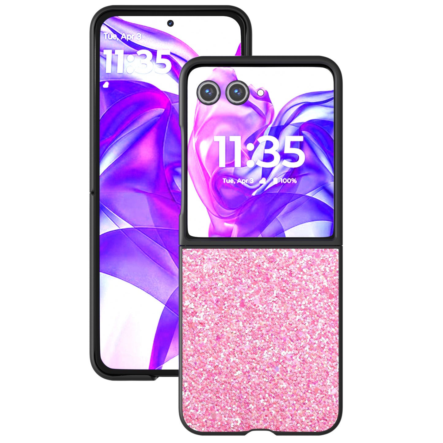 ABEEL For Motorola Razr 50 Ultra 5G Case Glitter PU Covered PC Phone Shell - Deep Pink