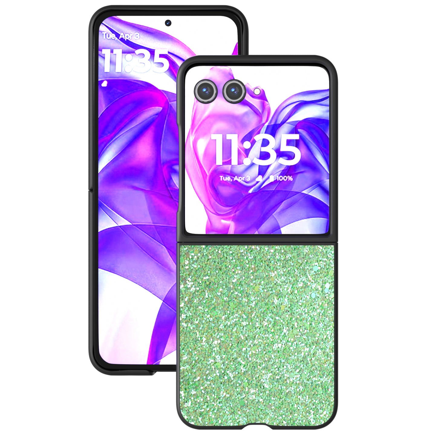 ABEEL For Motorola Razr 50 Ultra 5G Case Glitter PU Covered PC Phone Shell - Lawn Green
