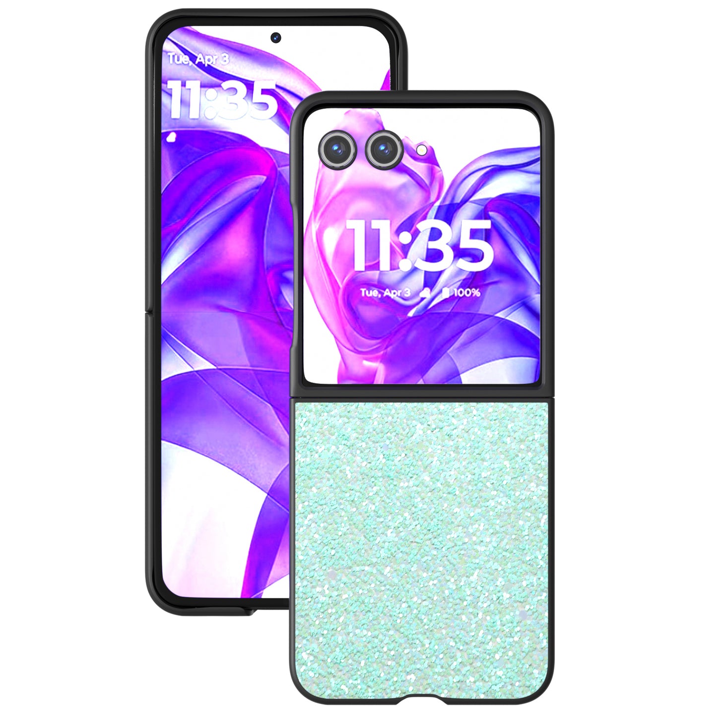ABEEL For Motorola Razr 50 Ultra 5G Case Glitter PU Covered PC Phone Shell - Mint Green