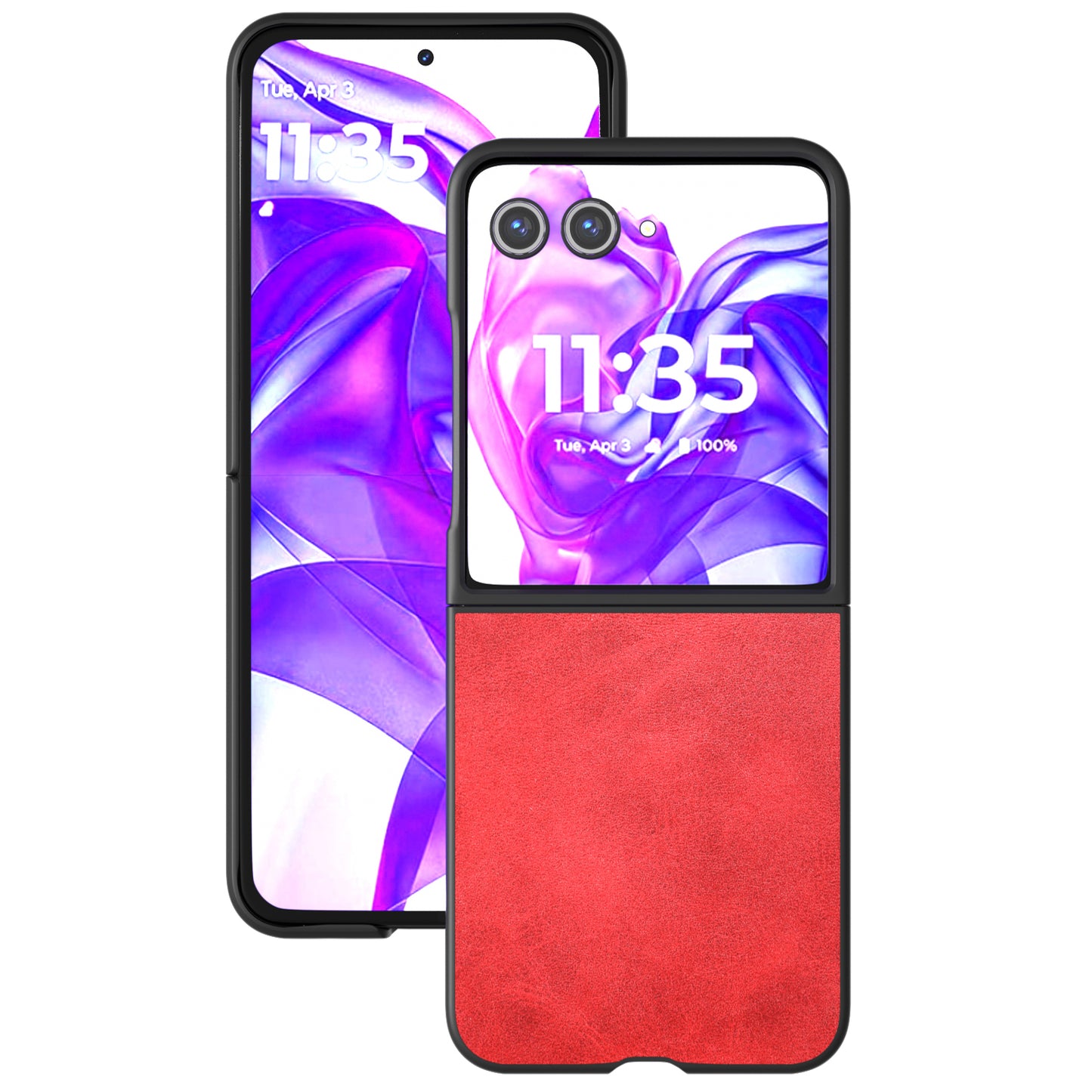 ABEEL For Motorola Razr 50 Ultra 5G Case Cowhide Texture Anti-Drop PU+PC Phone Cover - Red