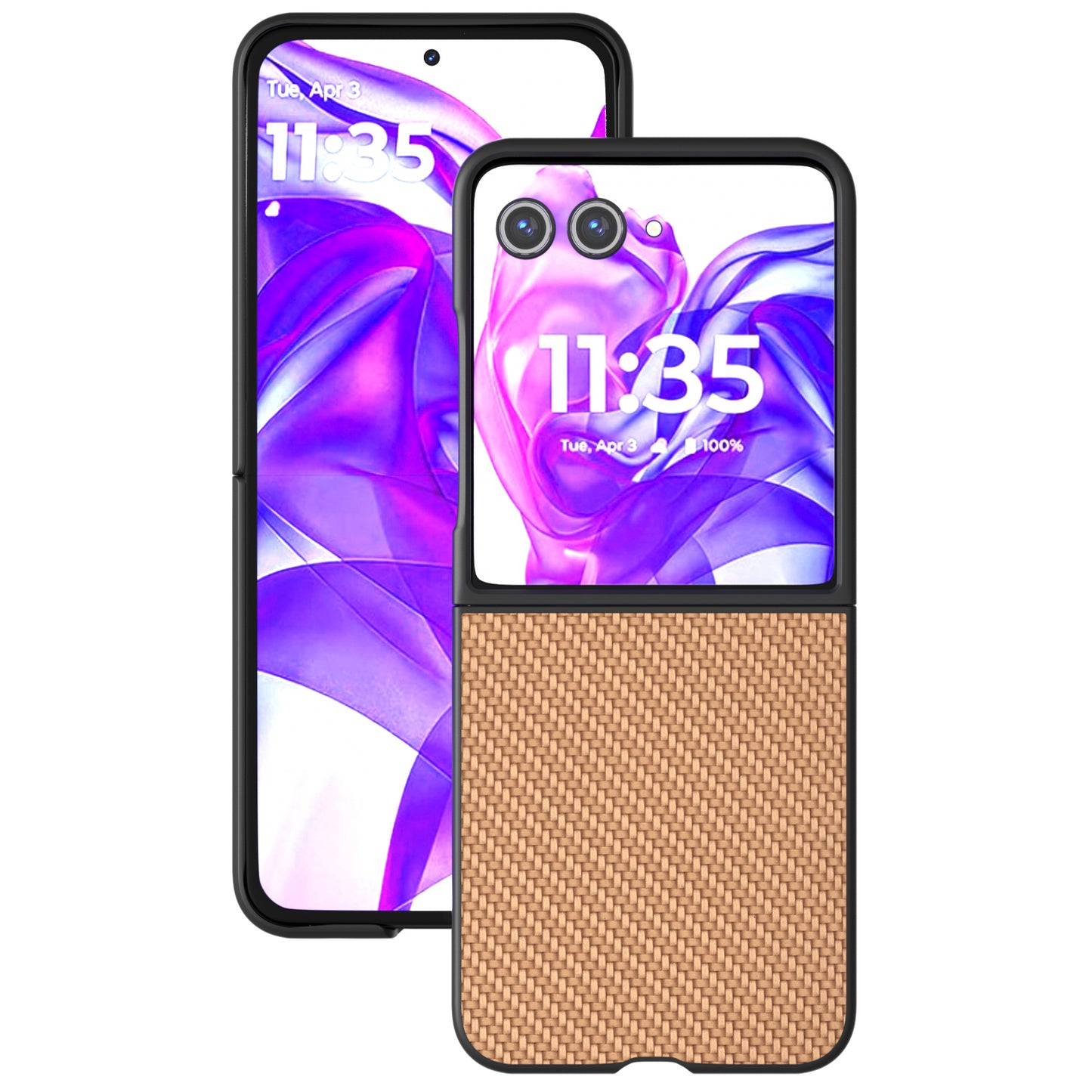 ABEEL For Motorola Razr 50 Ultra 5G Phone Case Carbon Fiber Texture PU+PC Cover - Light Yellow