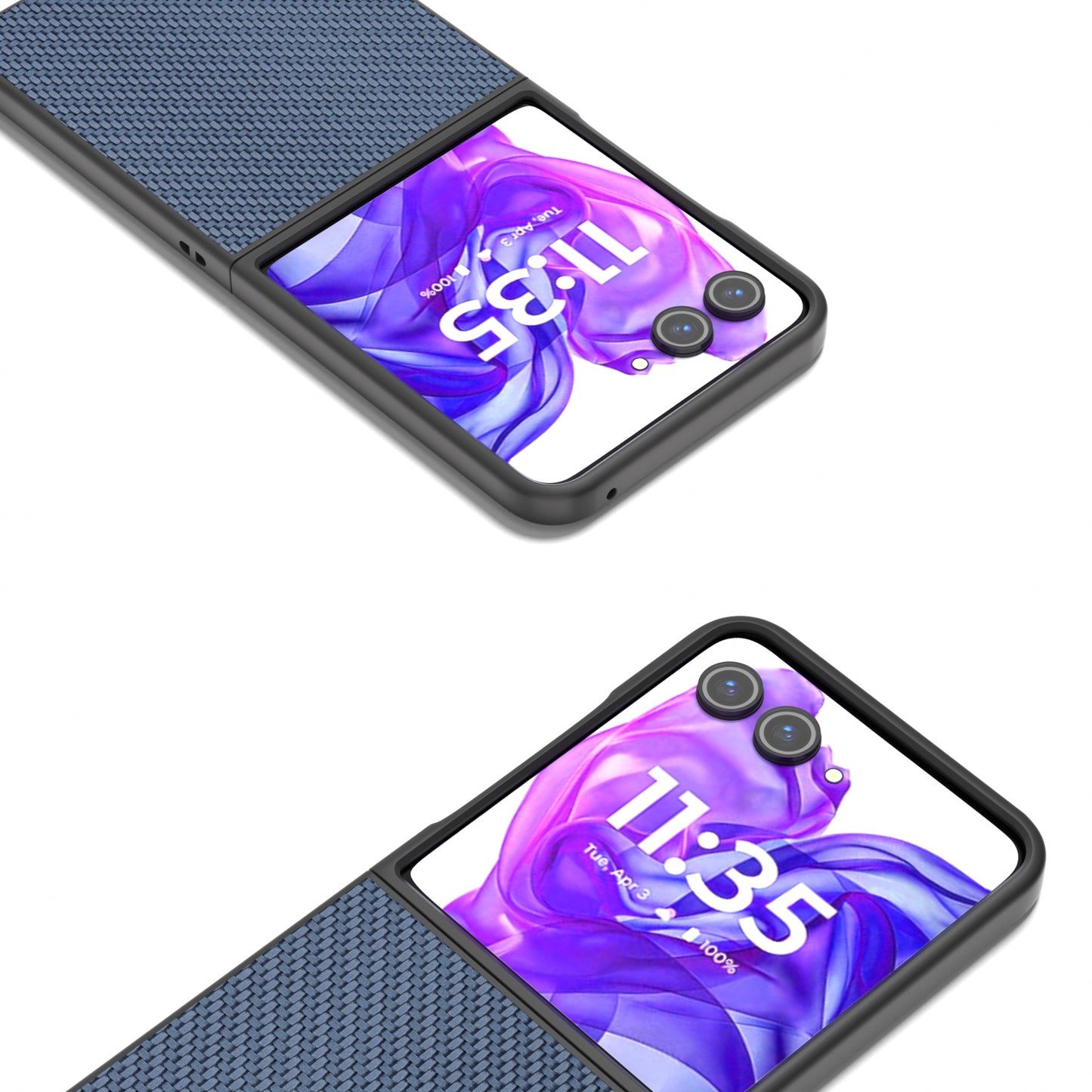 ABEEL For Motorola Razr 50 Ultra 5G Phone Case Carbon Fiber Texture PU+PC Cover - Baby Blue