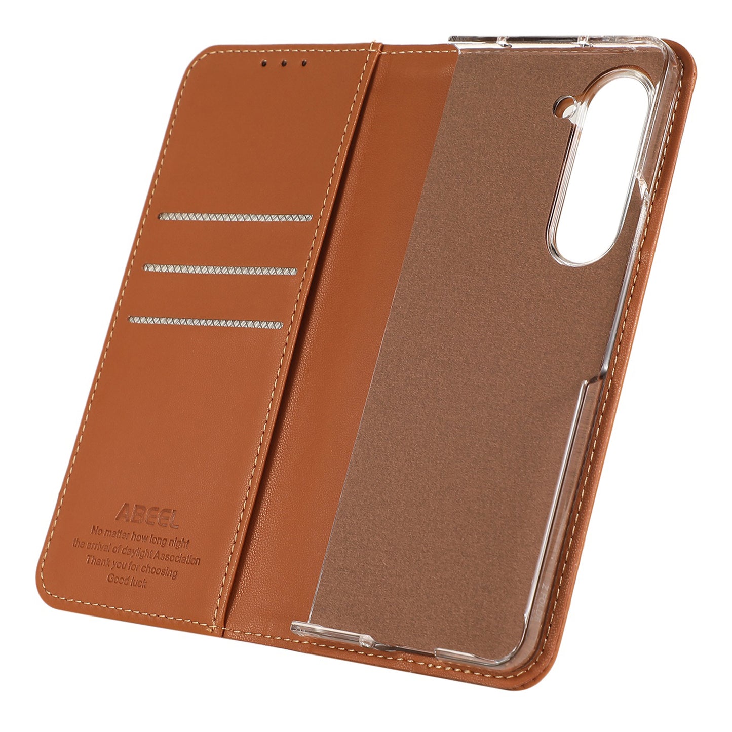 ABEEL For Samsung Galaxy Z Fold6 5G Phone Case RFID Blocking Leather Flip Cover - Brown