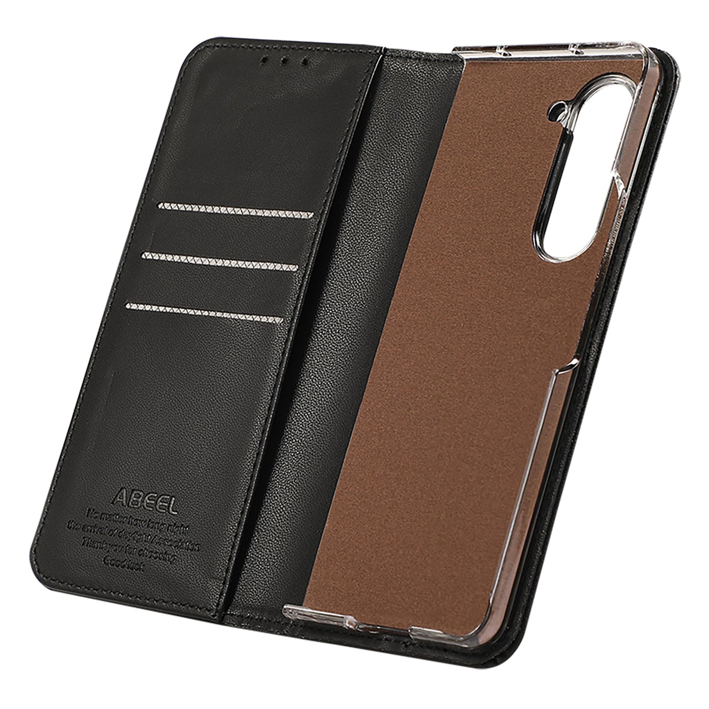 ABEEL For Samsung Galaxy Z Fold6 5G Phone Case RFID Blocking Leather Flip Cover - Black