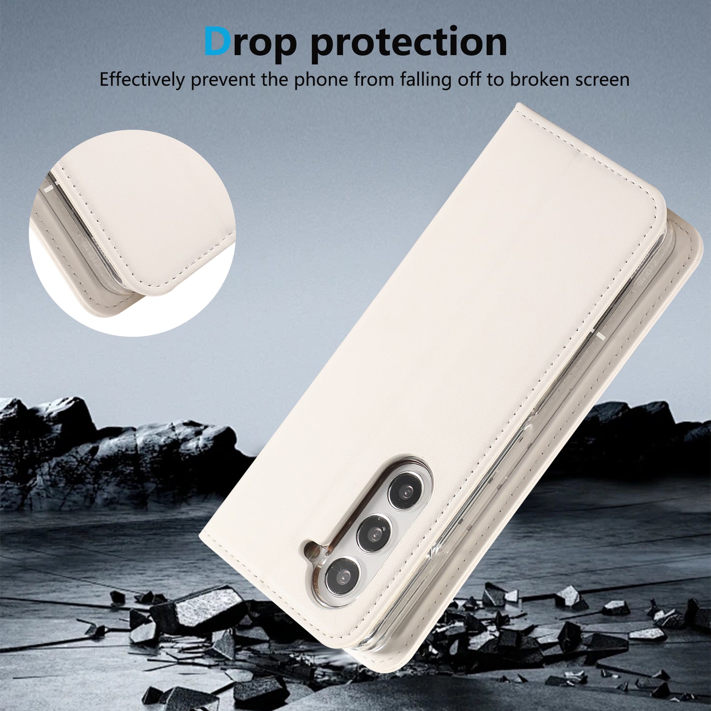 ABEEL For Samsung Galaxy Z Fold6 5G Phone Case RFID Blocking Leather Flip Cover - White