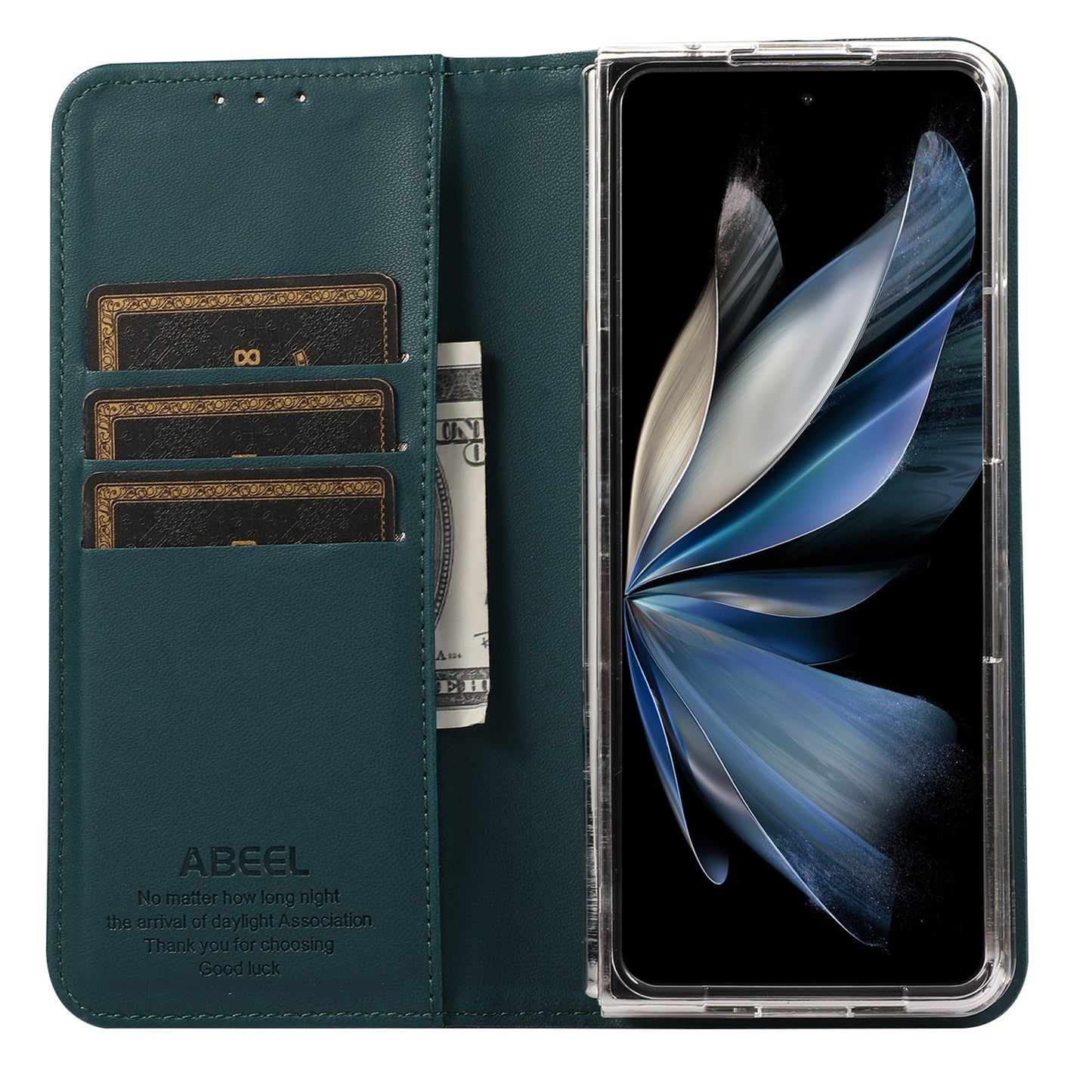 ABEEL For Samsung Galaxy Z Fold6 5G Phone Case RFID Blocking Leather Flip Cover - Green