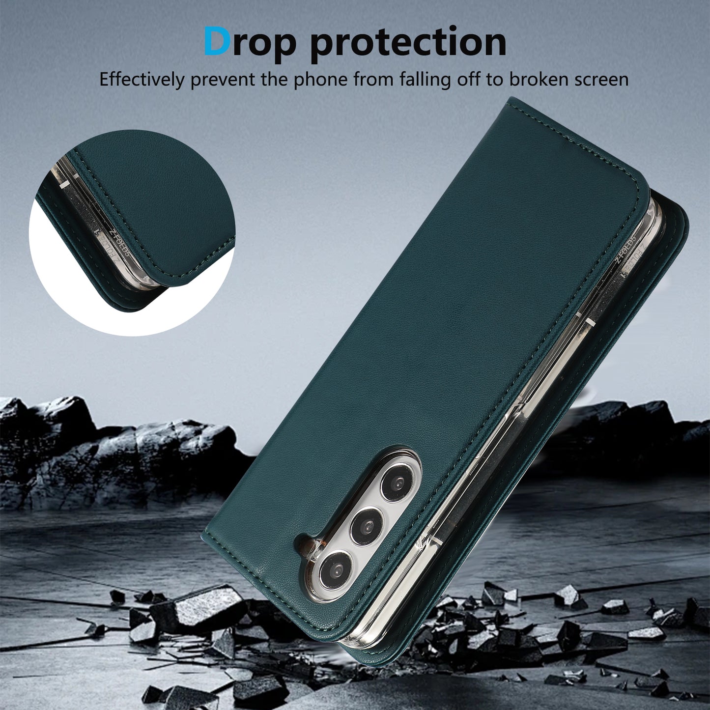 ABEEL For Samsung Galaxy Z Fold6 5G Phone Case RFID Blocking Leather Flip Cover - Green