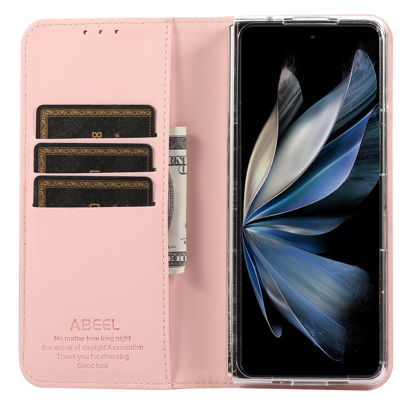 ABEEL For Samsung Galaxy Z Fold6 5G Phone Case RFID Blocking Leather Flip Cover - Pink