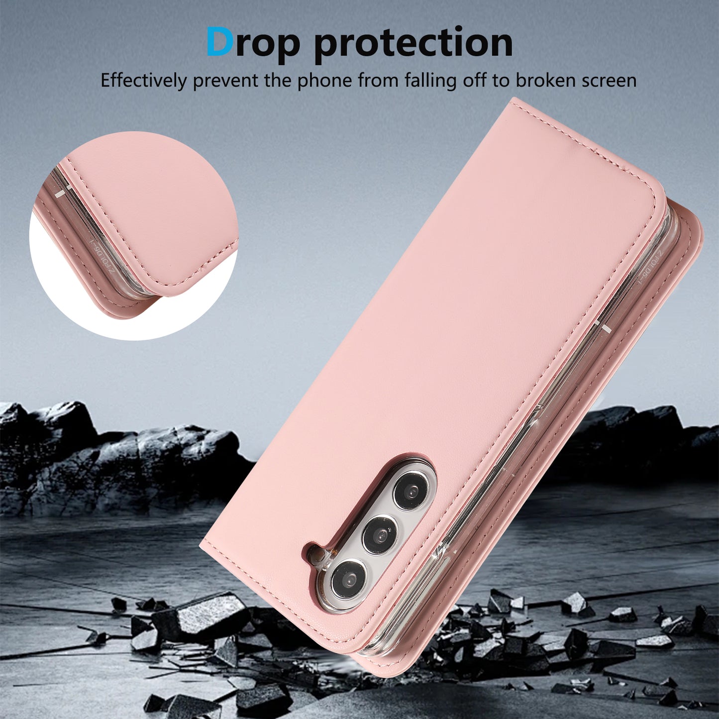 ABEEL For Samsung Galaxy Z Fold6 5G Phone Case RFID Blocking Leather Flip Cover - Pink