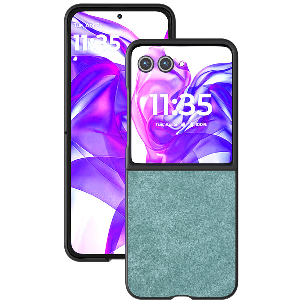 ABEEL For Motorola Razr 50 Ultra 5G Case Black Edge PU Leather+PC Folding Phone Cover - Baby Blue
