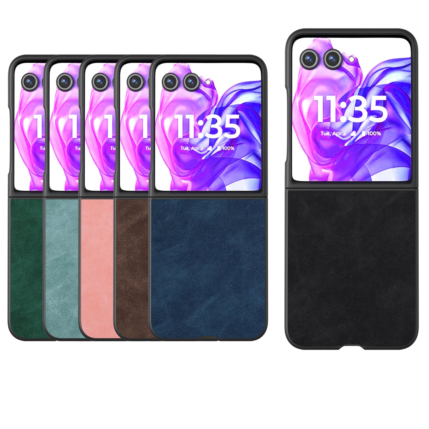 ABEEL For Motorola Razr 50 Ultra 5G Case Black Edge PU Leather+PC Folding Phone Cover - Green