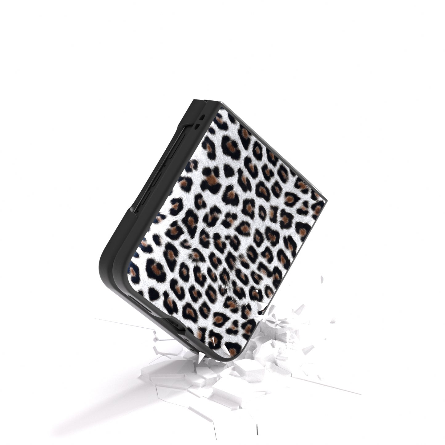 ABEEL For Motorola Razr 50 Ultra 5G Case PU+PC Back Phone Cover with Leopard Pattern - Silver