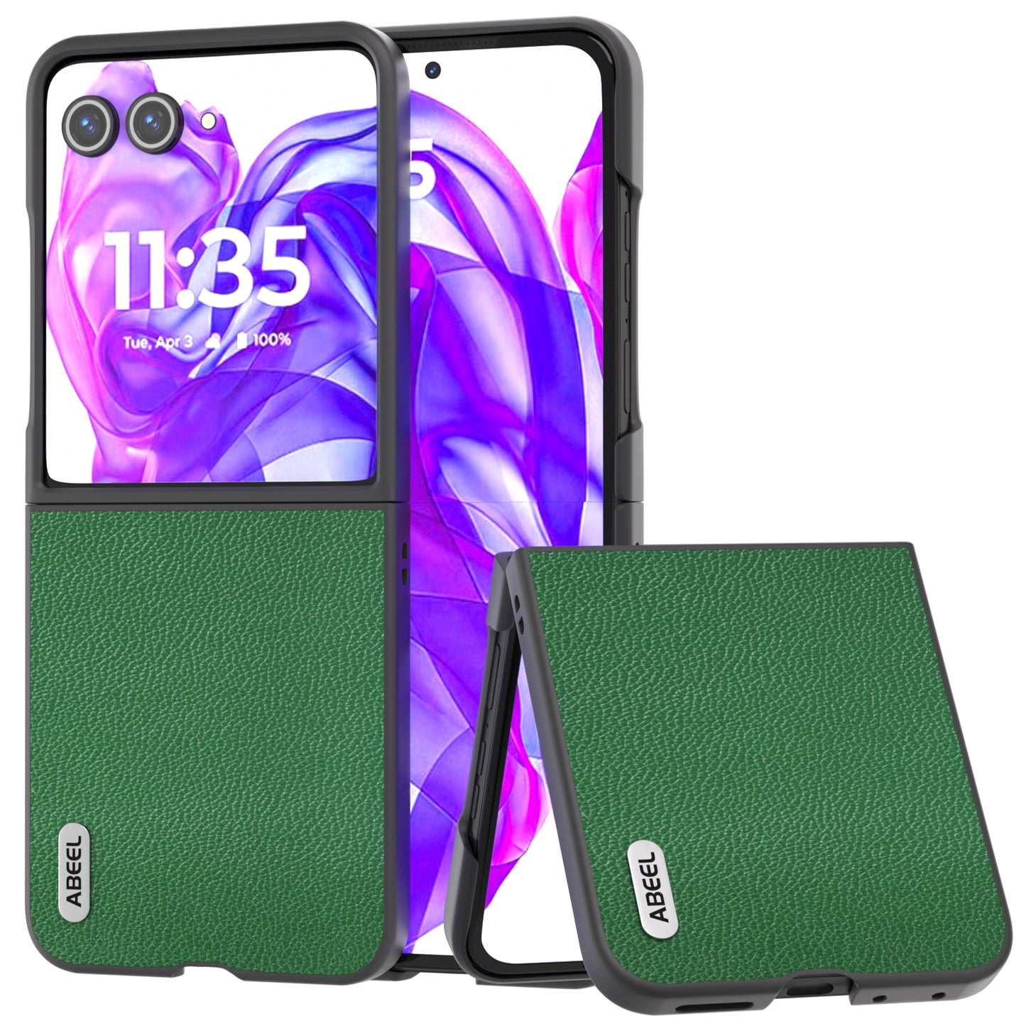 ABEEL For Motorola Razr 50 Ultra 5G Case Litchi Texture Non-Slip Phone Cover - Green