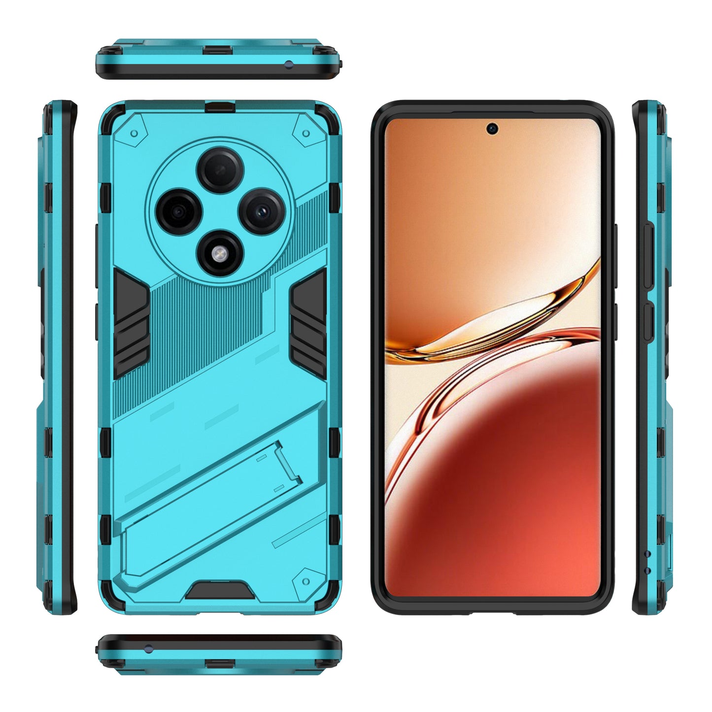 For Oppo F27 Pro+ 5G Case Kickstand Hybrid Hard PC Soft TPU Phone Cover - Baby Blue