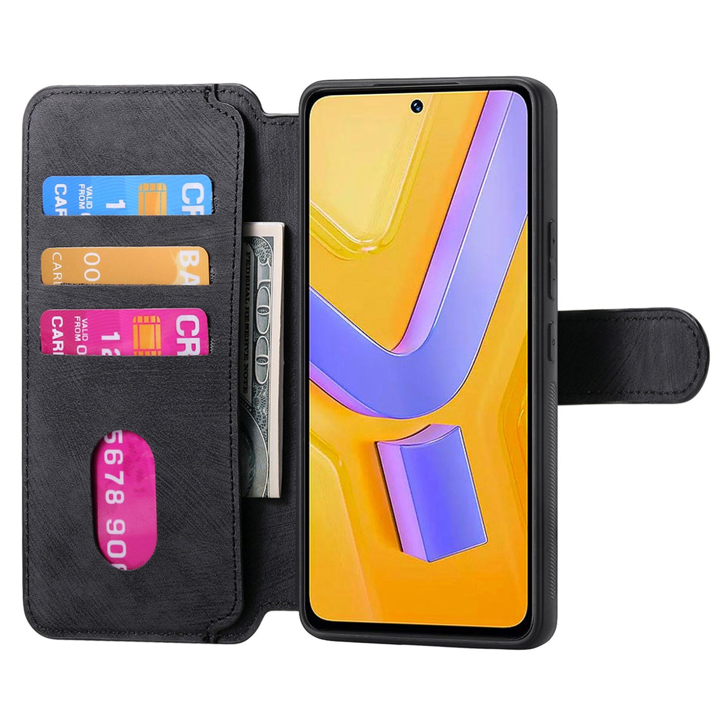 CASENEO MW-03 For vivo V40 SE 5G Case Detachable Wallet Leather+TPU Phone Cover - Black