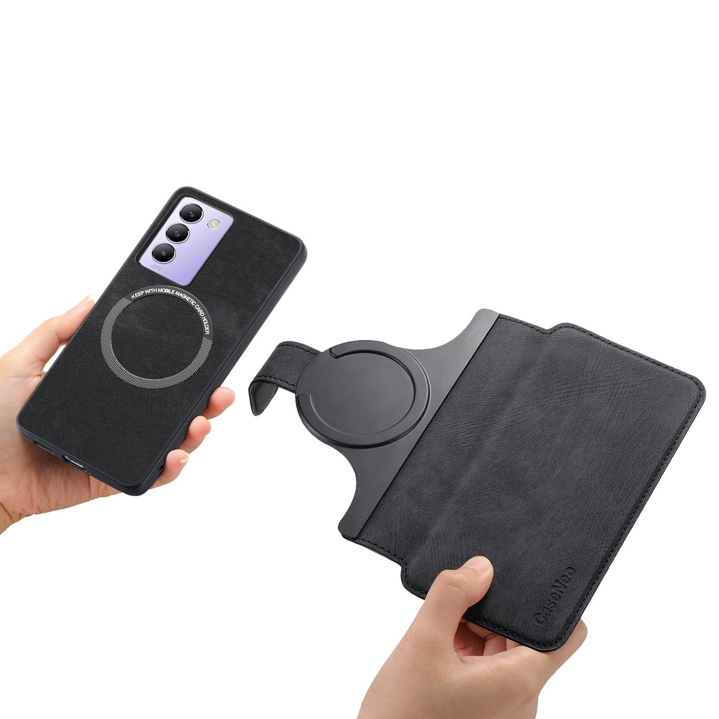 CASENEO MW-03 For vivo V40 SE 5G Case Detachable Wallet Leather+TPU Phone Cover - Black